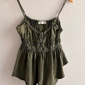 We The Free Olive Green Smocked Camisole